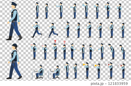 Flat illustration: Police officer side Flat illustration: Police officer side 121833959