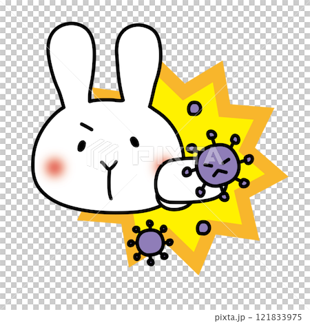 White rabbit punching a virus White rabbit punching a virus 121833975