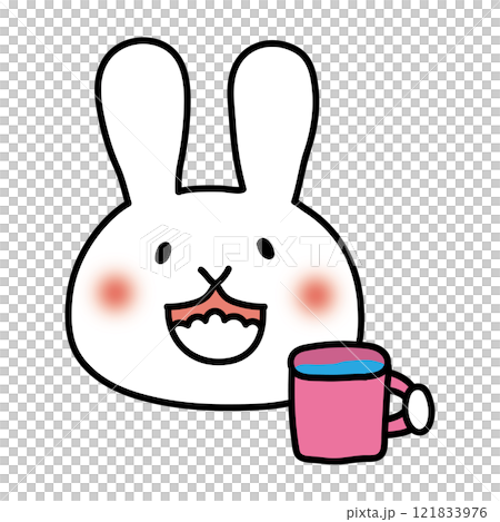 White rabbit gargling with a rattle 121833976