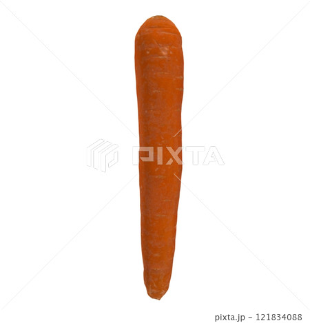 Long and slender orange carrot isolated on white background 121834088