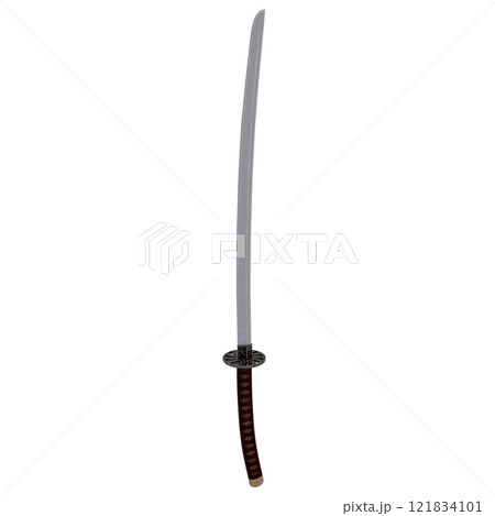 Traditional curved sword displayed on an isolated white background 121834101