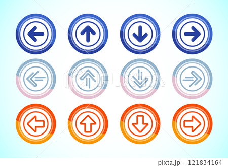 Right, left, up, down arrow icon design illustration, arrow sign for apps and websites, button design set 121834164