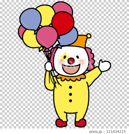 Clown handing out balloons at the circus Clown handing out balloons at the circus 121834215