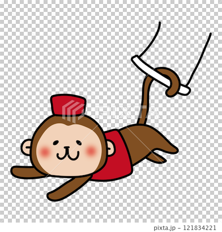 A monkey doing a trapeze in a circus A monkey doing a trapeze in a circus 121834221