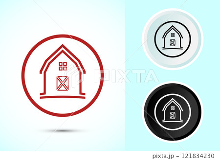 Farming Barn Icon Design Illustration, Farm and Agriculture Barn Sign Farming Barn Icon Design Illustration, Farm and Agriculture Barn Sign 121834230