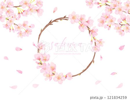 美しい桜の花のベクターイラストフレーム素材 121834259