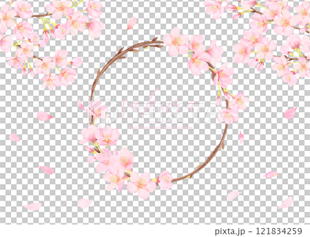 美しい桜の花のベクターイラストフレーム素材 121834259