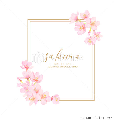 桜の花のベクターイラストフレーム素材 桜の花のベクターイラストフレーム素材 121834267