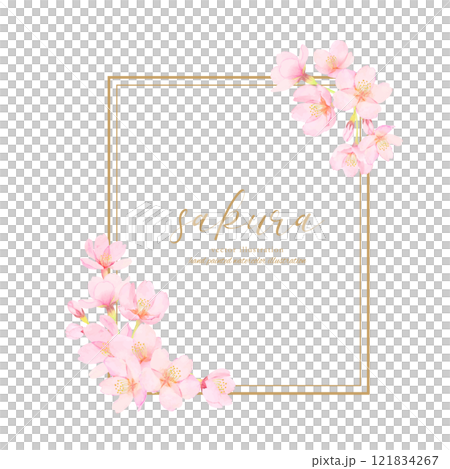桜の花のベクターイラストフレーム素材 桜の花のベクターイラストフレーム素材 121834267