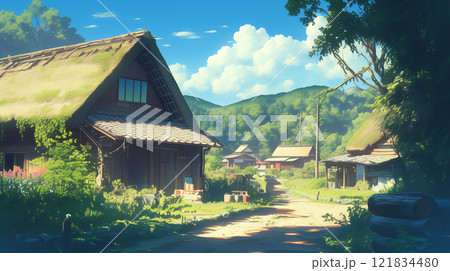 日本の田舎の風景　generative ai 121834480