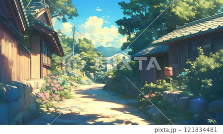 日本の田舎の風景 generative aiのイラスト素材 [121834481] - PIXTA