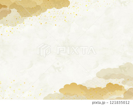 和風の雲と金箔のベクターイラスト背景  121835012