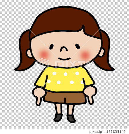 指を差す子供（女の子2）のイラスト素材 [121835143] - PIXTA