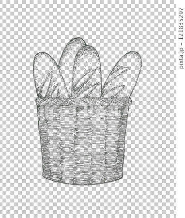 カゴに入ったフランスパン 121835297