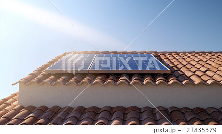 Sustainable building design featuring rooftop solar energy Sustainable building design featuring rooftop solar energy 121835379