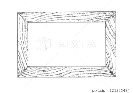 ウッドフレームをイメージした手描きイラスト 121835484