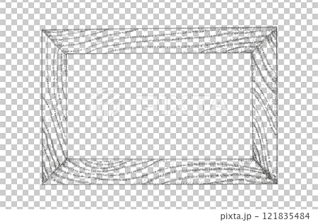 ウッドフレームをイメージした手描きイラスト 121835484