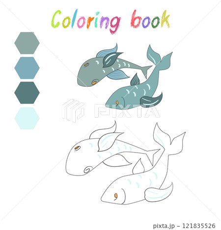 Coloring book fish kids layout for game 121835526