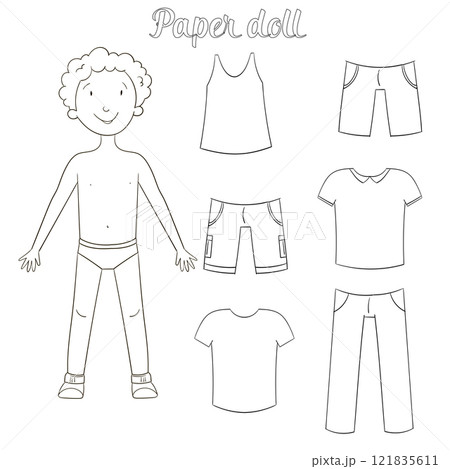 Paper doll boy and clothes coloring book Paper doll boy and clothes coloring book 121835611