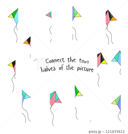 Educational game connect two parts of picture 121835612