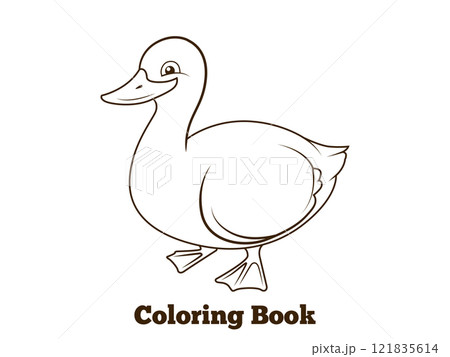 Coloring book duck cartoon educational 121835614