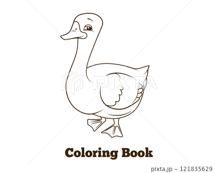Coloring book goose cartoon educational Coloring book goose cartoon educational 121835629