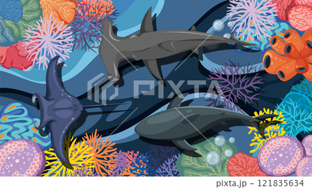 Underwater Biodiversity with Marine Animals Underwater Biodiversity with Marine Animals 121835634
