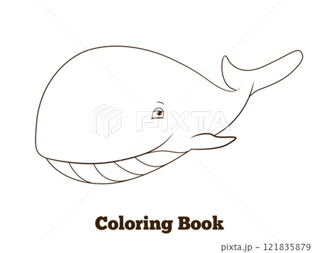 Coloring book whale cartoon educational 121835879