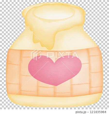 Honey jar with heart logo hand drawn illustration Honey jar with heart logo hand drawn illustration 121835964