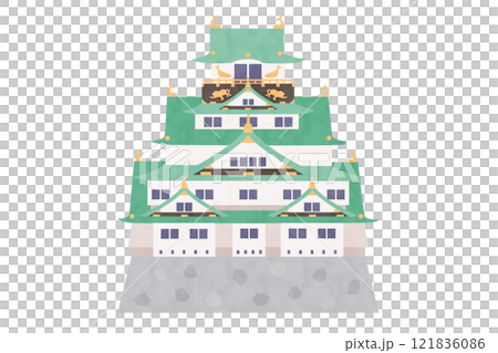 Osaka Castle watercolor style vector illustration 121836086