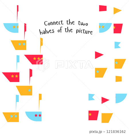 Educational game connect two parts of picture 121836162