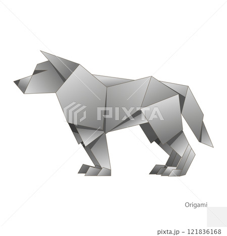 Origami paper wolf vector illustration 121836168