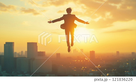 飛躍するビジネスマン 121836220