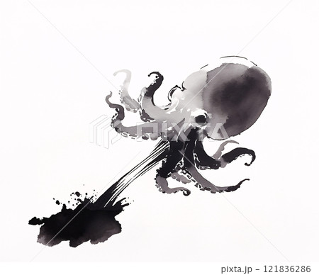 蛸の水墨画のイラスト素材 [121836286] - PIXTA