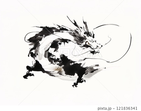 龍の水墨画 121836341