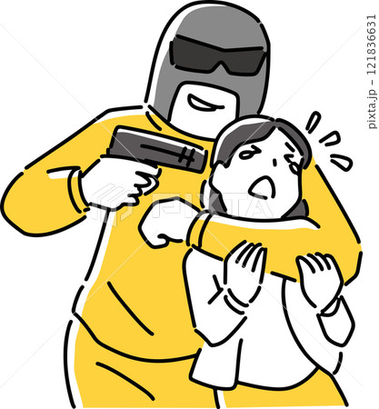 女性に銃を突きつける犯人 121836631