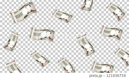 天空跳舞的鈔票插畫 121836758
