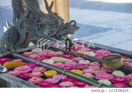柳谷観音の花手水 柳谷観音の花手水 121836924