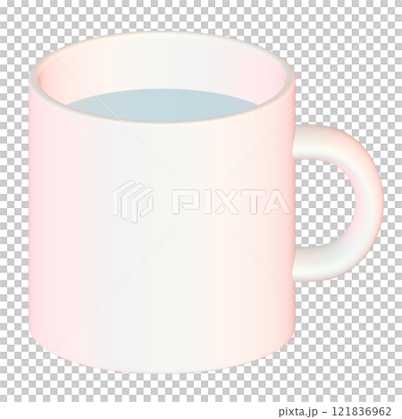 水が入った白いマグカップの3Dイラスト 水が入った白いマグカップの3Dイラスト 121836962