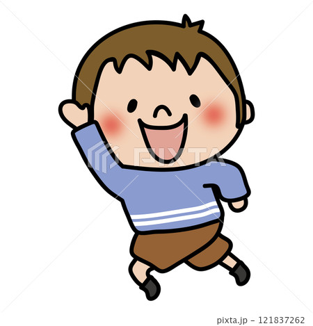 楽しそうに走る子供（男の子1） 121837262
