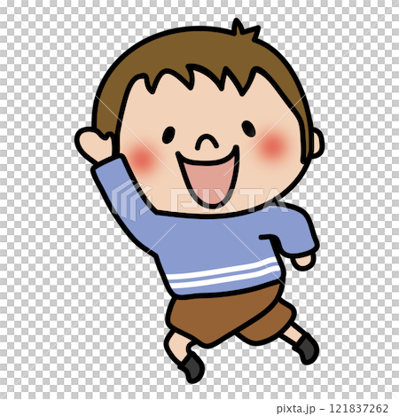 楽しそうに走る子供（男の子1） 121837262