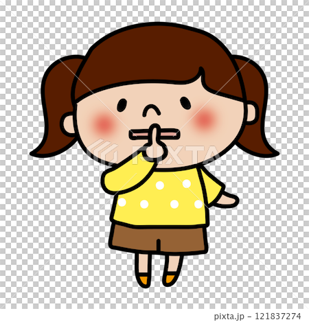 孩子做安靜的姿勢（女孩 2） 121837274