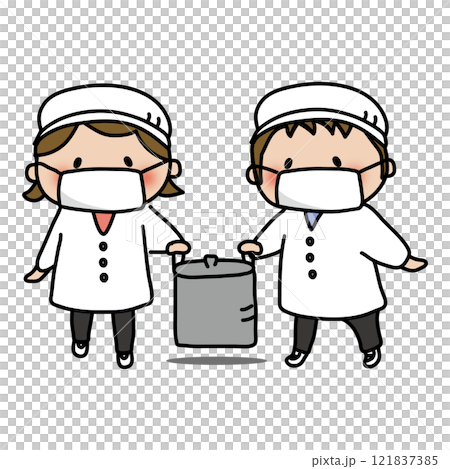 學校午餐值班的孩子們正在送學校午餐 學校午餐值班的孩子們正在送學校午餐 121837385