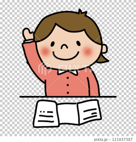 上課時舉手的孩子（女孩1） 121837387