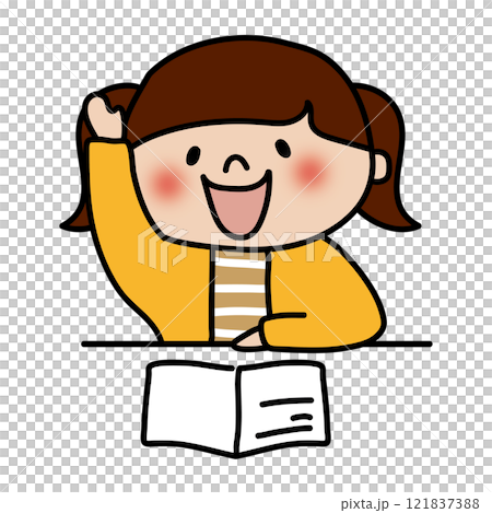 上課時舉手的孩子（女孩2） 121837388