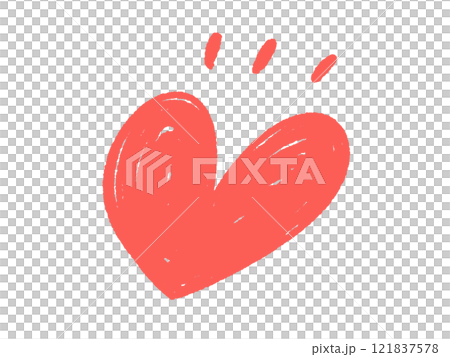 A roughly drawn, lively heart symbol in red 121837578