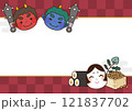 鬼とおかめのかわいい節分メッセージフレーム 121837702