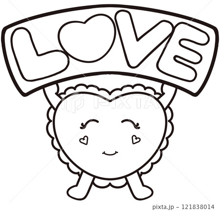 Hand drawn outlines black color of hearts with wings ,Envelope and mailbox. 121838014