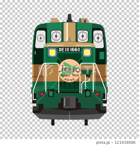 DE10形ディーゼル機関車 くしろ湿原ノロッコ号の正面イラスト DE10形ディーゼル機関車 くしろ湿原ノロッコ号の正面イラスト 121838086