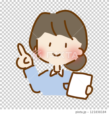 資料を持って指をさすゆるくて可愛い女性の介護士 121838184